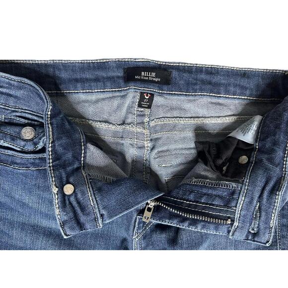 True Religion Billie Womens 27 Mid Rise Straight Leg Med Wash Blue Denim - Picture 5 of 7